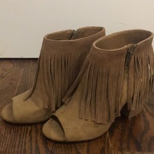Fringe Peep Toe Booties